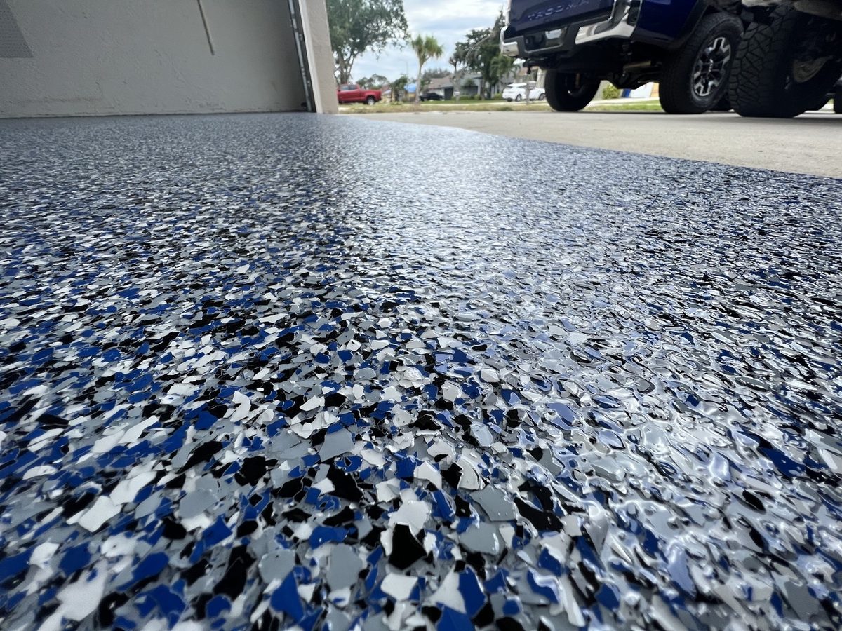 Blue flake epoxy floor