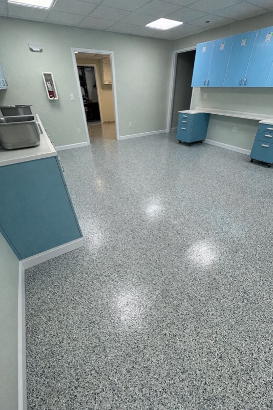 Commercial kitchen flake epoxy