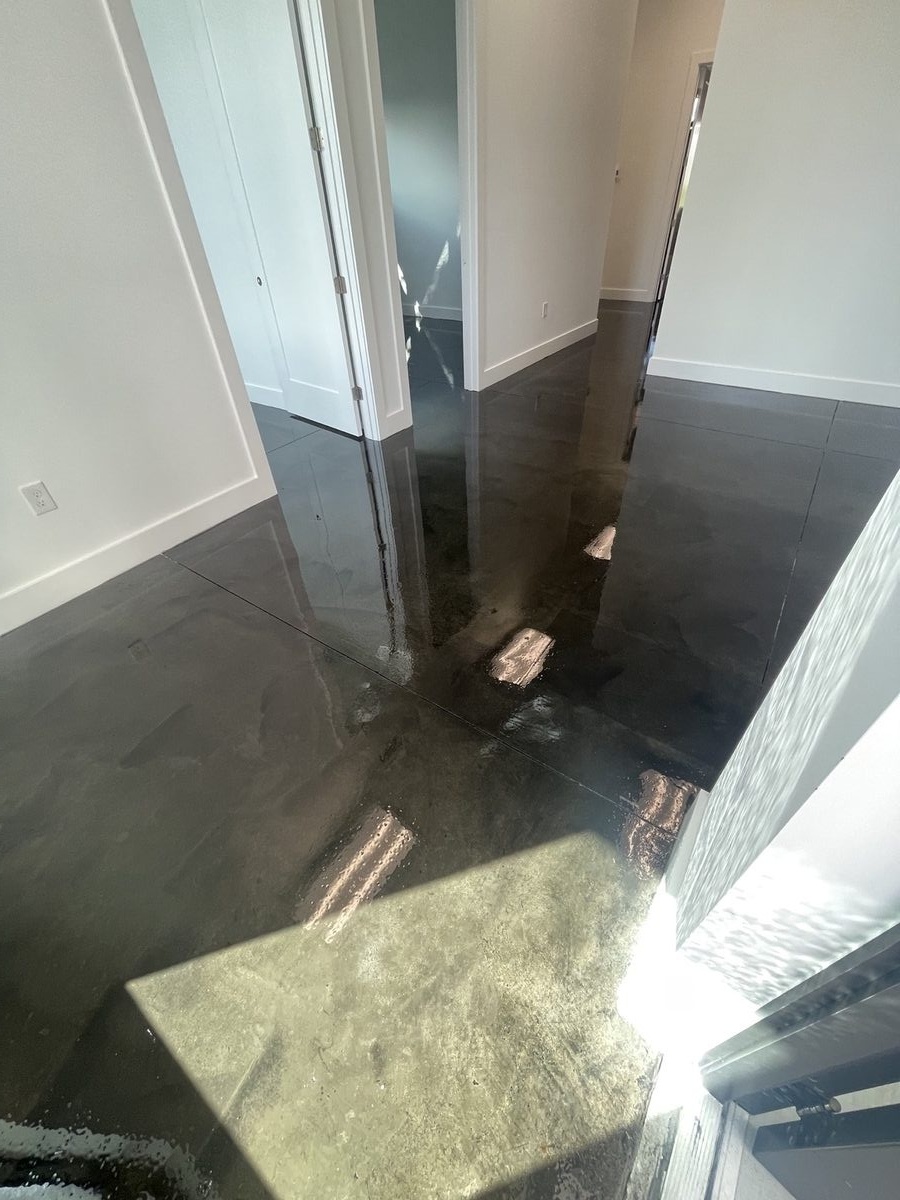 Dark metallic epoxy floor