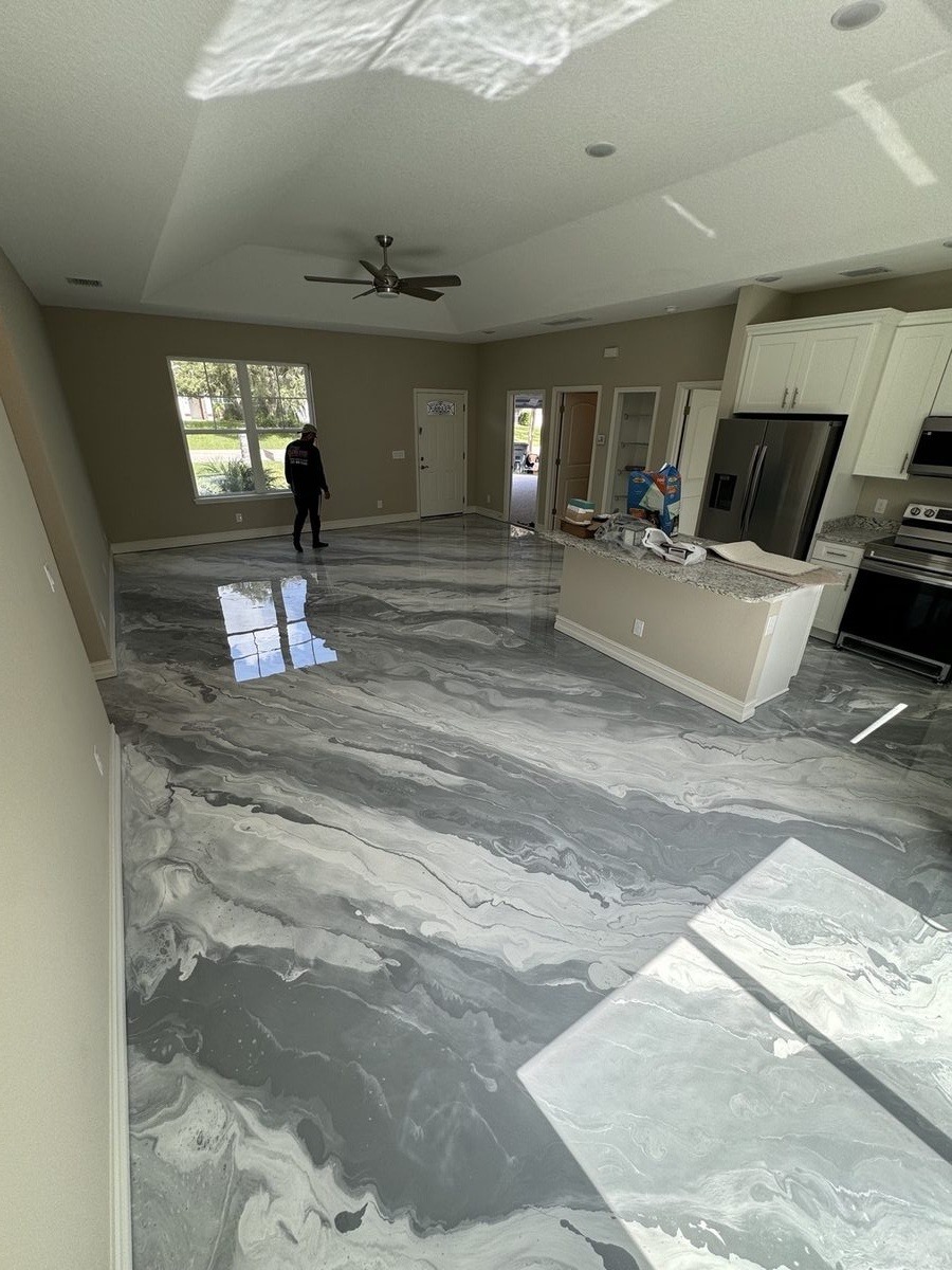 Kitchen metallic epoxy floor