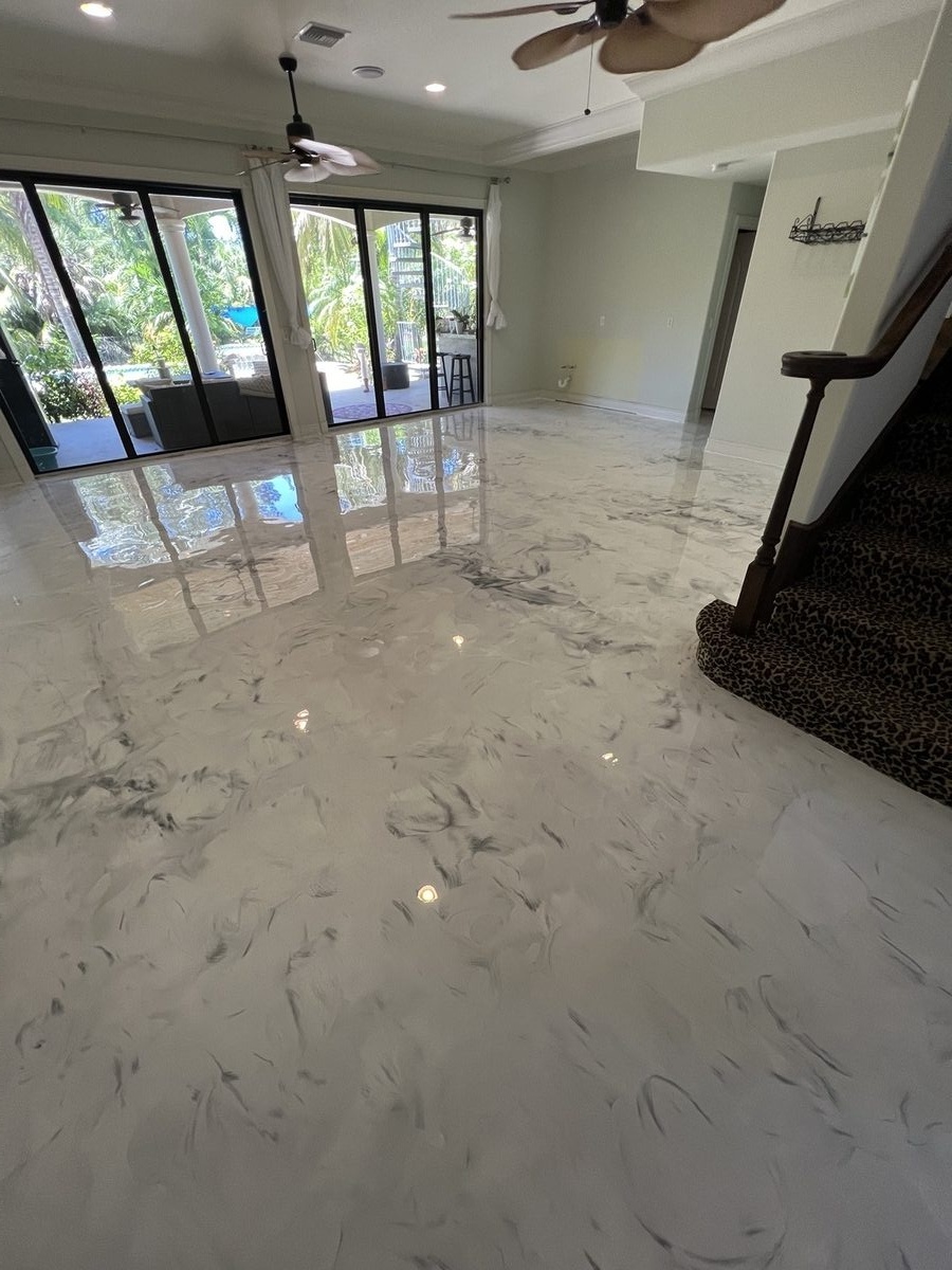 White marble metallic epoxy